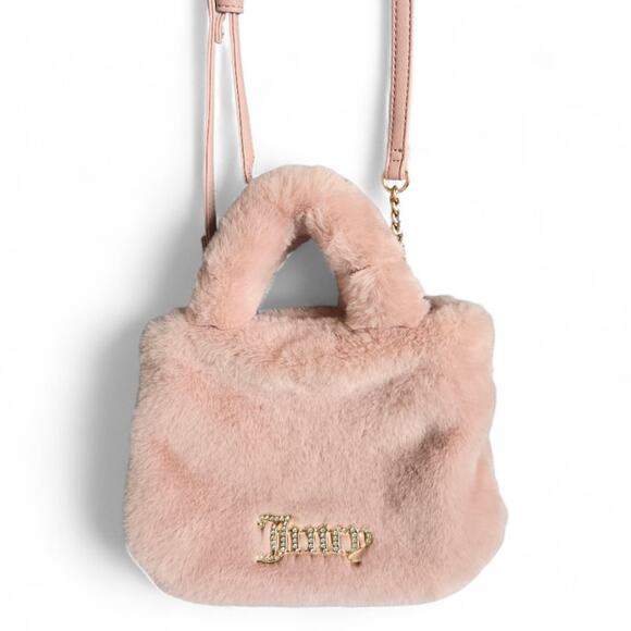 Juicy Couture Handbags - Juicy Couture Faux Fur Fluffy Mini Tote Handbag Dusty Blush Pink Y2K